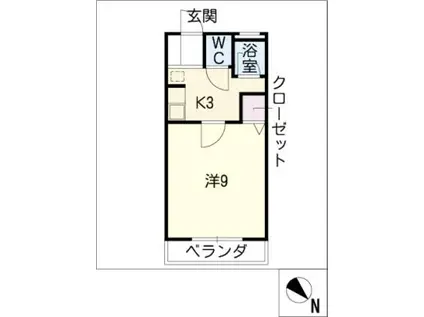 リブェール桜(1K/2階)の間取り写真