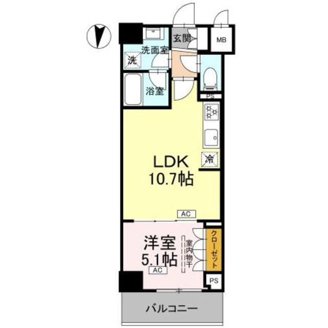 ロイジェント潮見(1LDK/6階)の間取り写真