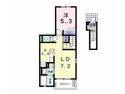 ルミナーレ田中(1LDK/2階)の間取り写真