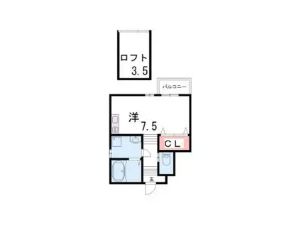 あんしん潮見台(ワンルーム/1階)の間取り写真