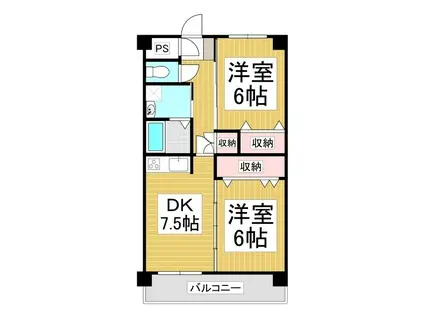 COMODOCUARTO(2DK/4階)の間取り写真