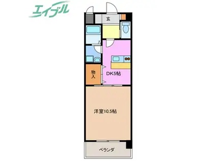 タウンエステート西浦(1DK/5階)の間取り写真