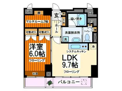 モン・ヴィラージュ仙川(1SLDK/6階)の間取り写真