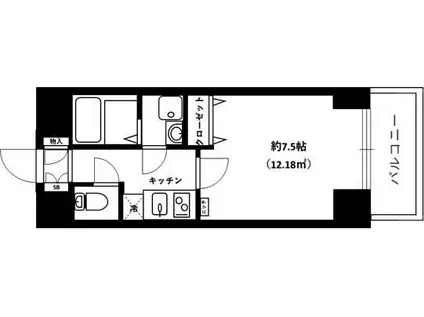 グランリーヴェル横濱ポートシティ(1K/2階)の間取り写真