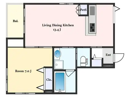 三軒茶屋1丁目メゾン(1LDK/2階)の間取り写真
