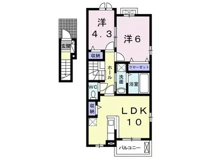 ローズタウン(2LDK/2階)の間取り写真