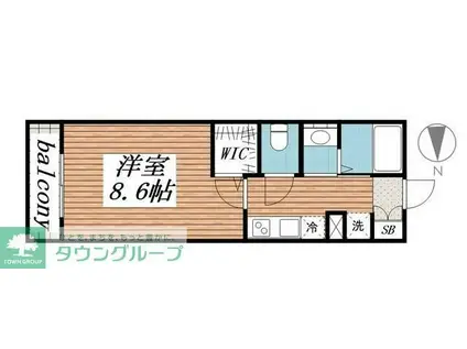 ディアナII(1K/2階)の間取り写真