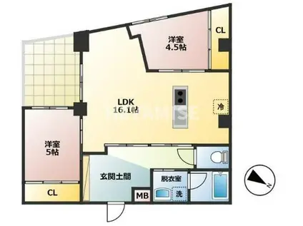 RE BIRTH道の尾(2LDK/2階)の間取り写真