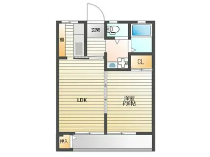 本天沼コーポ(1LDK/3階)の間取り写真