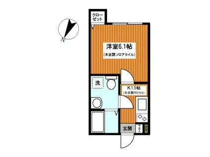 リアナ立場(1K/2階)の間取り写真