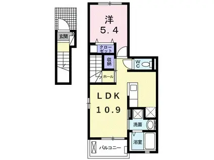 プチフローラ 北野田I(1LDK/2階)の間取り写真