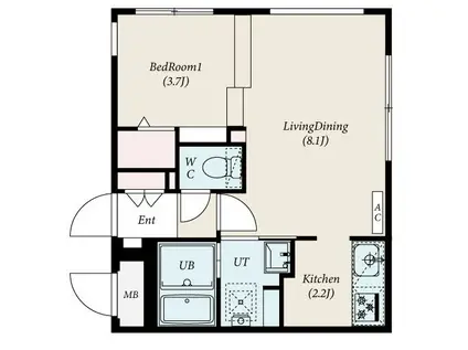 厚別中央4条2丁目MS(1LDK/2階)の間取り写真