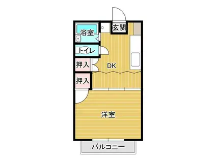 クマヤハイツ(1DK/2階)の間取り写真