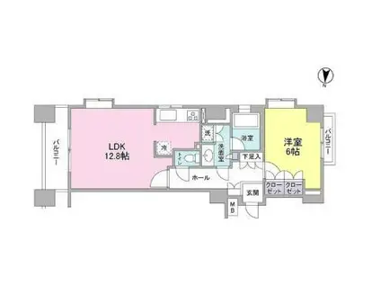 プロスペクト・グラーサ広尾(1LDK/12階)の間取り写真