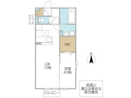 シルクガーデンE(1LDK/1階)の間取り写真
