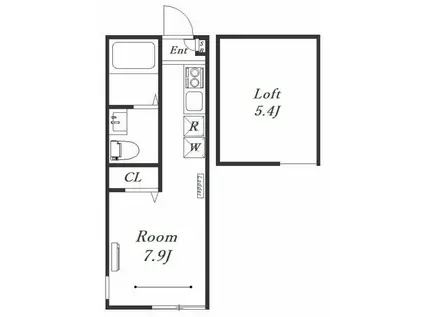 グレースVIII(ワンルーム/2階)の間取り写真