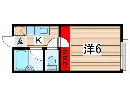 天台ハイリビング参番館(1K/1階)の間取り写真