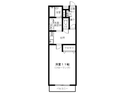 パレスオーキッド(1K/1階)の間取り写真