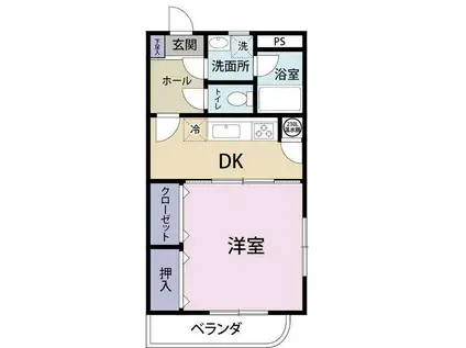 ファン志賀の森(1DK/3階)の間取り写真