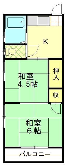 武蔵野コーポ(2K/2階)の間取り写真