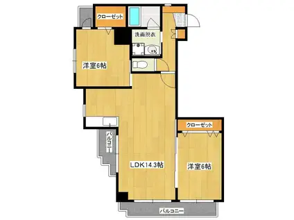 シーサイドパレス南林寺(2LDK/10階)の間取り写真