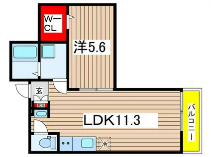 アブニール(1LDK/2階)の間取り写真