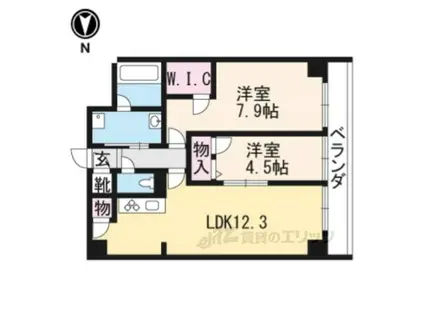 セントリヴィエ二条(2LDK/4階)の間取り写真