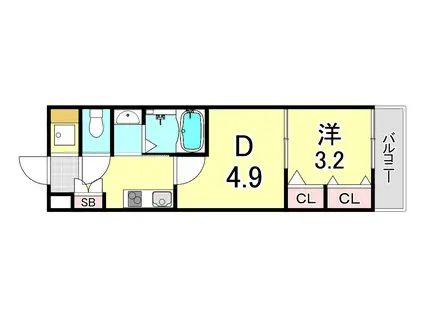 AILE上ヶ原(1DK/1階)の間取り写真