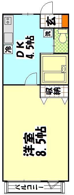クラウンハイツ2(1K/1階)の間取り写真