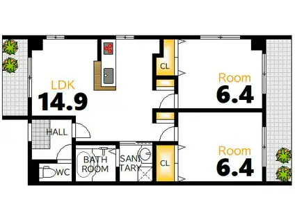 コーポM(2LDK/4階)の間取り写真