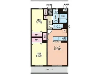 シーショア・槇島(2LDK/1階)の間取り写真