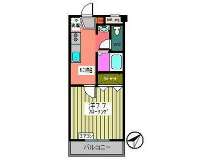 アーバンシティ・プルミエV(1K/1階)の間取り写真