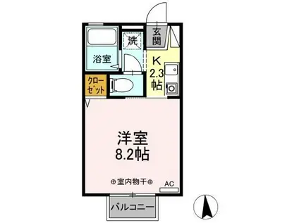 ラ・フランスKAZU(1K/2階)の間取り写真