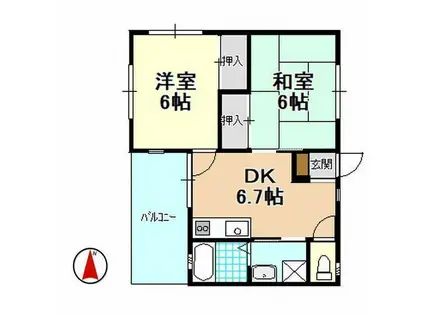 BLOOM COURT(2DK/2階)の間取り写真