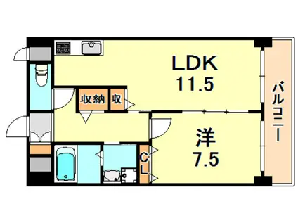 西舞子壱番館(1LDK/6階)の間取り写真