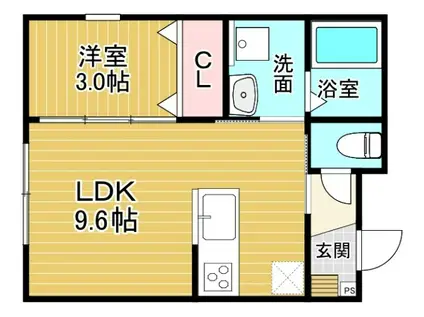 CHENAS LIN IIIプレミアム(1LDK/1階)の間取り写真