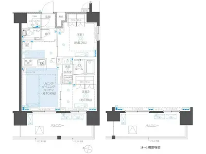 ZOOM本郷(2LDK/14階)の間取り写真