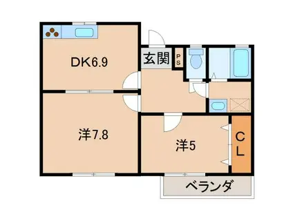 プチシャトーマンション(2DK/2階)の間取り写真