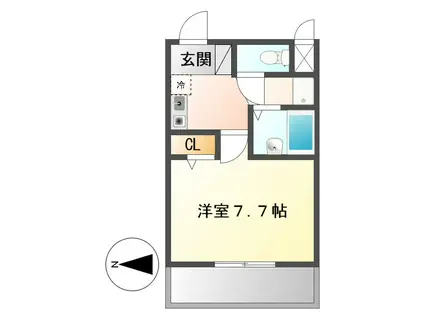 ラフィネ高峯(1K/2階)の間取り写真