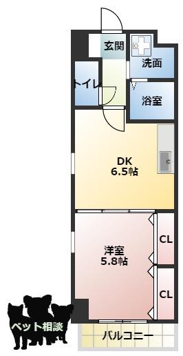 ビエラ江戸堀(1DK/11階)の間取り写真