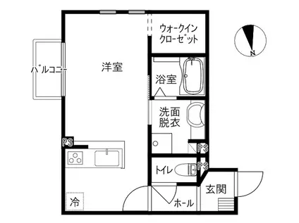 デファーンドル育成B(ワンルーム/1階)の間取り写真