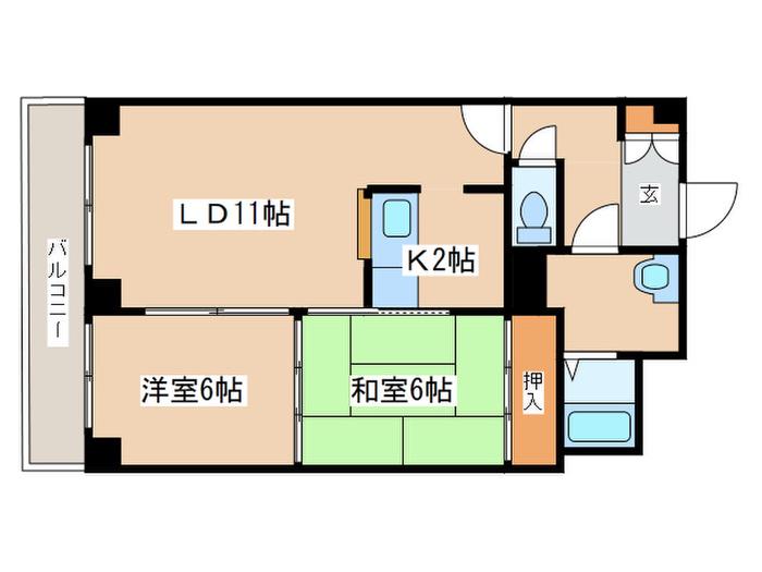 シンシア平岸(2LDK/6階)の間取り写真