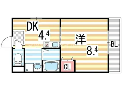 ヴィ・シャルム(1DK/4階)の間取り写真