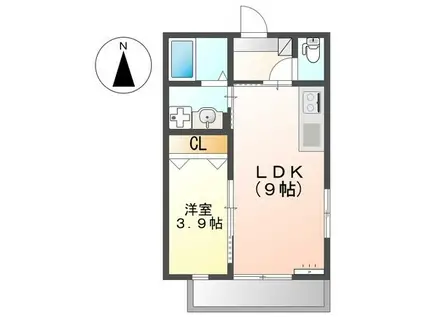 セイモパレス2(1LDK/1階)の間取り写真
