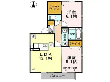 FLAT CIMA(2LDK/1階)の間取り写真