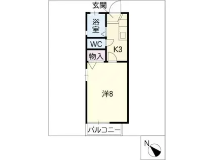 フォーレント東海(1K/1階)の間取り写真