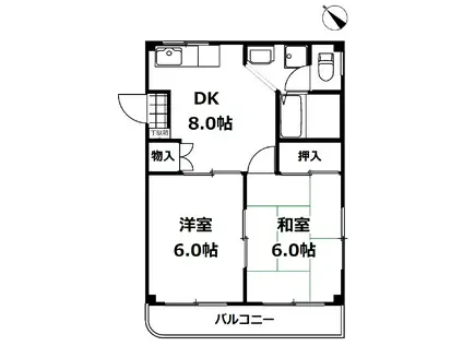 メゾン・カズ(2DK/1階)の間取り写真