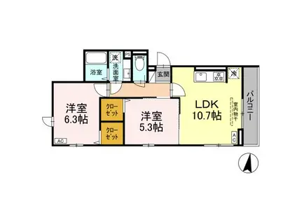 ジェルベーラ(2LDK/2階)の間取り写真