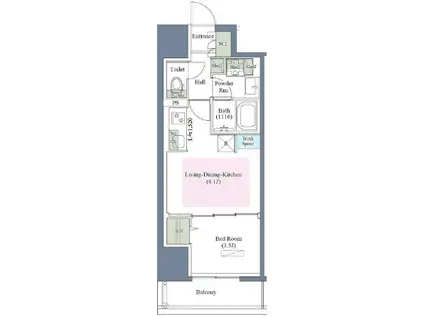 アーバネックス京町堀(1LDK/11階)の間取り写真