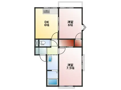 レピュート平清水B棟(2DK/1階)の間取り写真